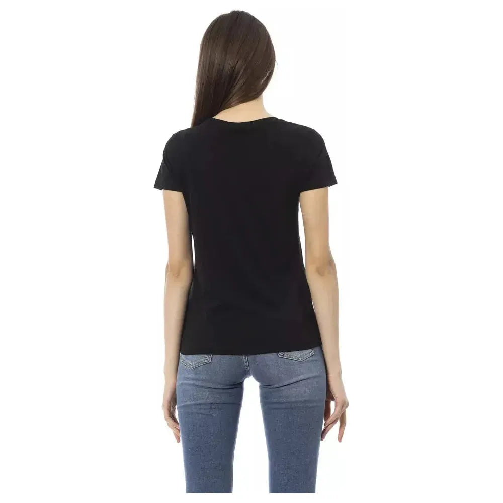 Trussardi Action Black Cotton Women T-Shirt Trussardi Action Dark Slate Gray