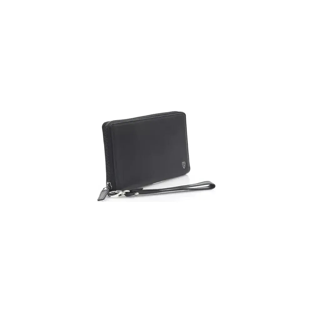 Automobili Lamborghini Black Calfskin Men Wallet Automobili Lamborghini Dark Slate Gray