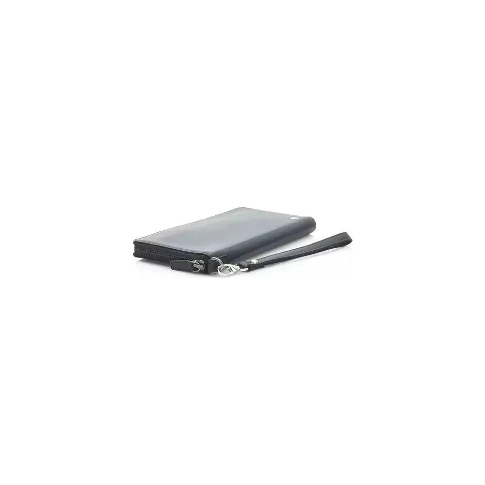 Automobili Lamborghini Black Calfskin Men Wallet Automobili Lamborghini Gray