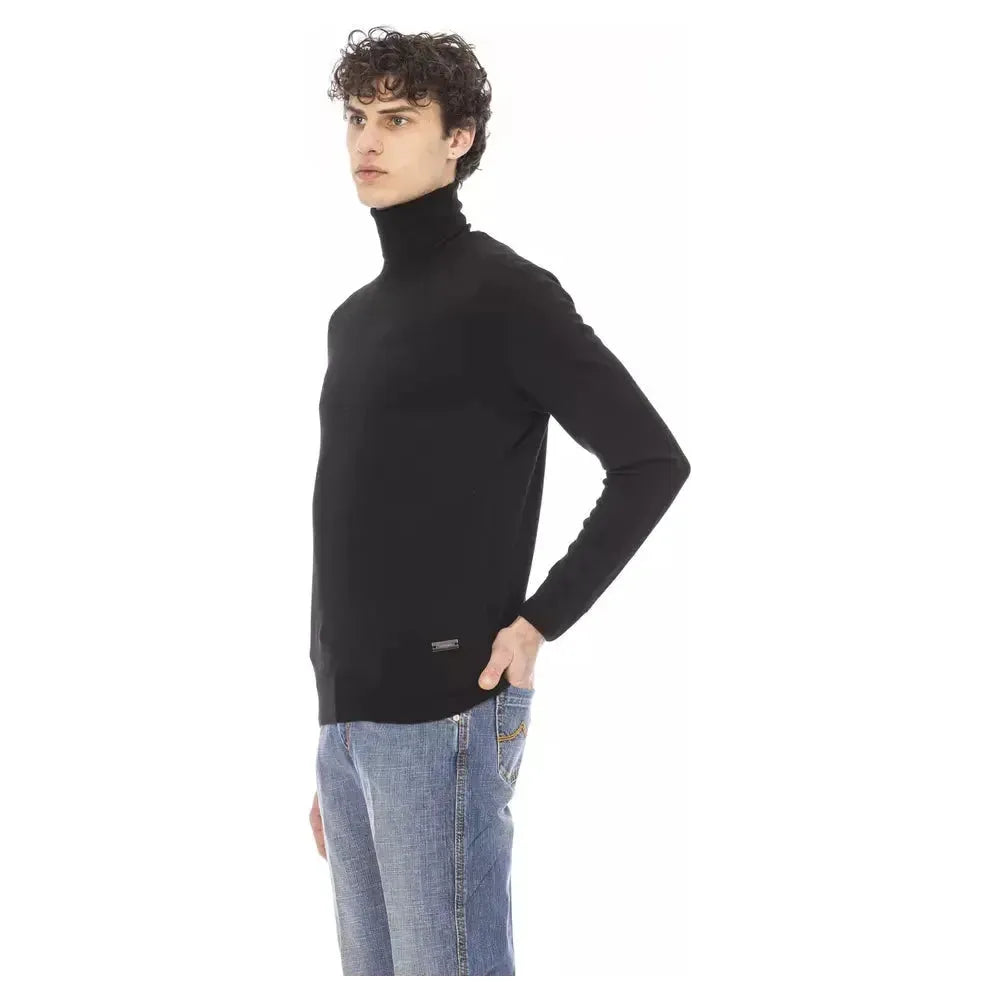 Baldinini Trend Black Fabric Men Sweater Baldinini Trend Gray
