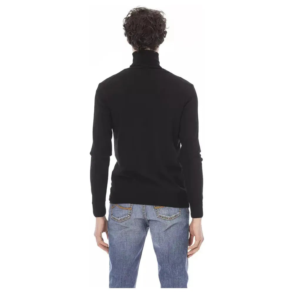 Baldinini Trend Black Fabric Men Sweater Baldinini Trend Dark Slate Gray