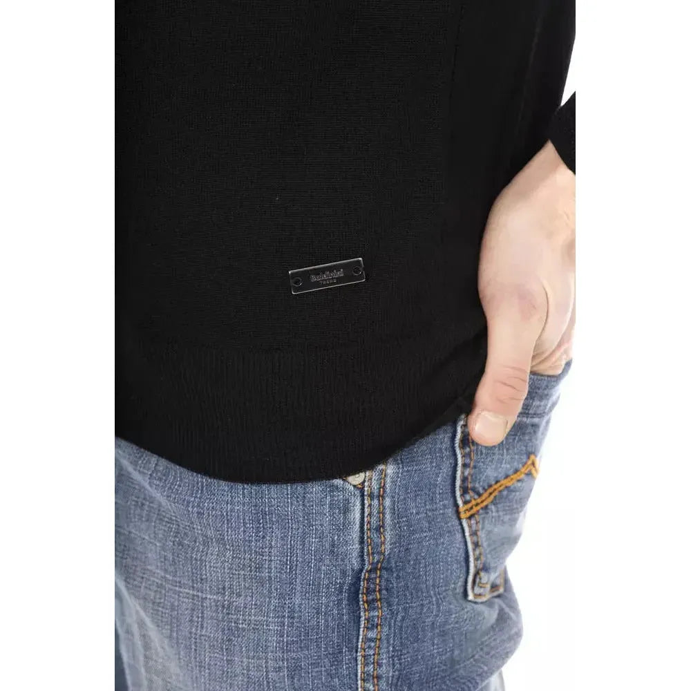 Baldinini Trend Black Fabric Men Sweater Baldinini Trend Black