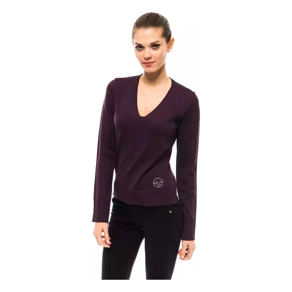 Montana Blu Purple Wool Women Sweater Montana Blu Black