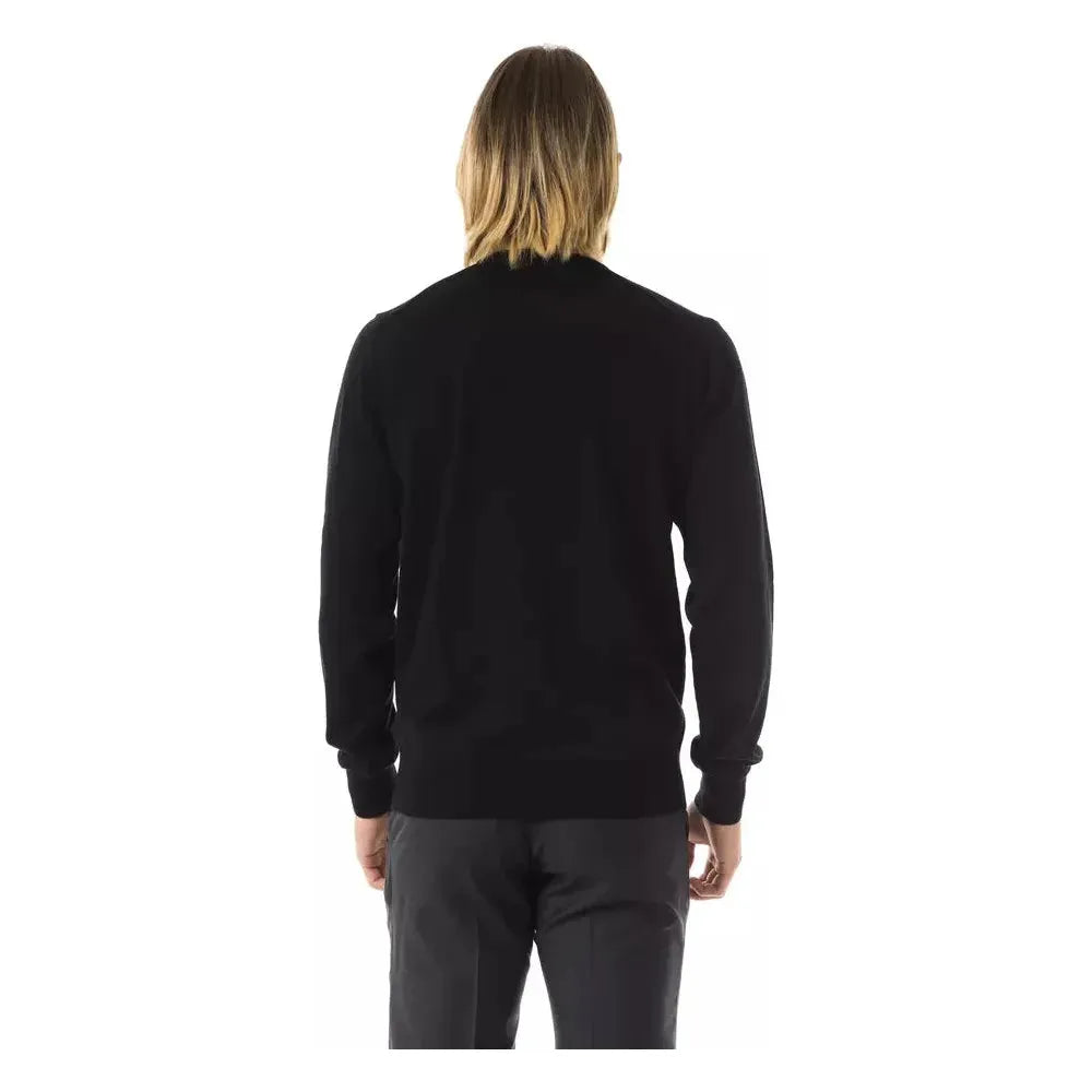 Uominitaliani Black Merino Wool Men Sweater Uominitaliani Black