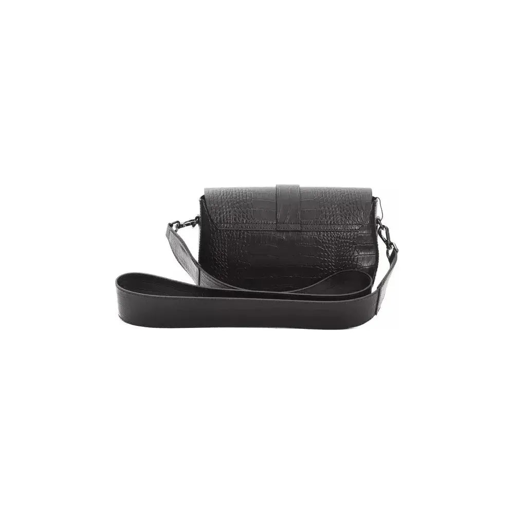 Pompei Donatella Black Leather Women Crossbody Bag Pompei Donatella Dark Slate Gray