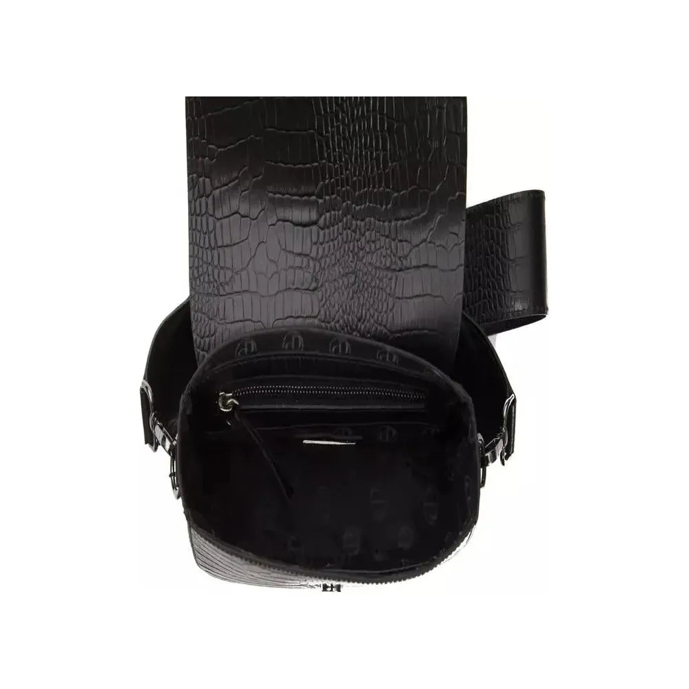 Pompei Donatella Black Leather Women Crossbody Bag Pompei Donatella Black