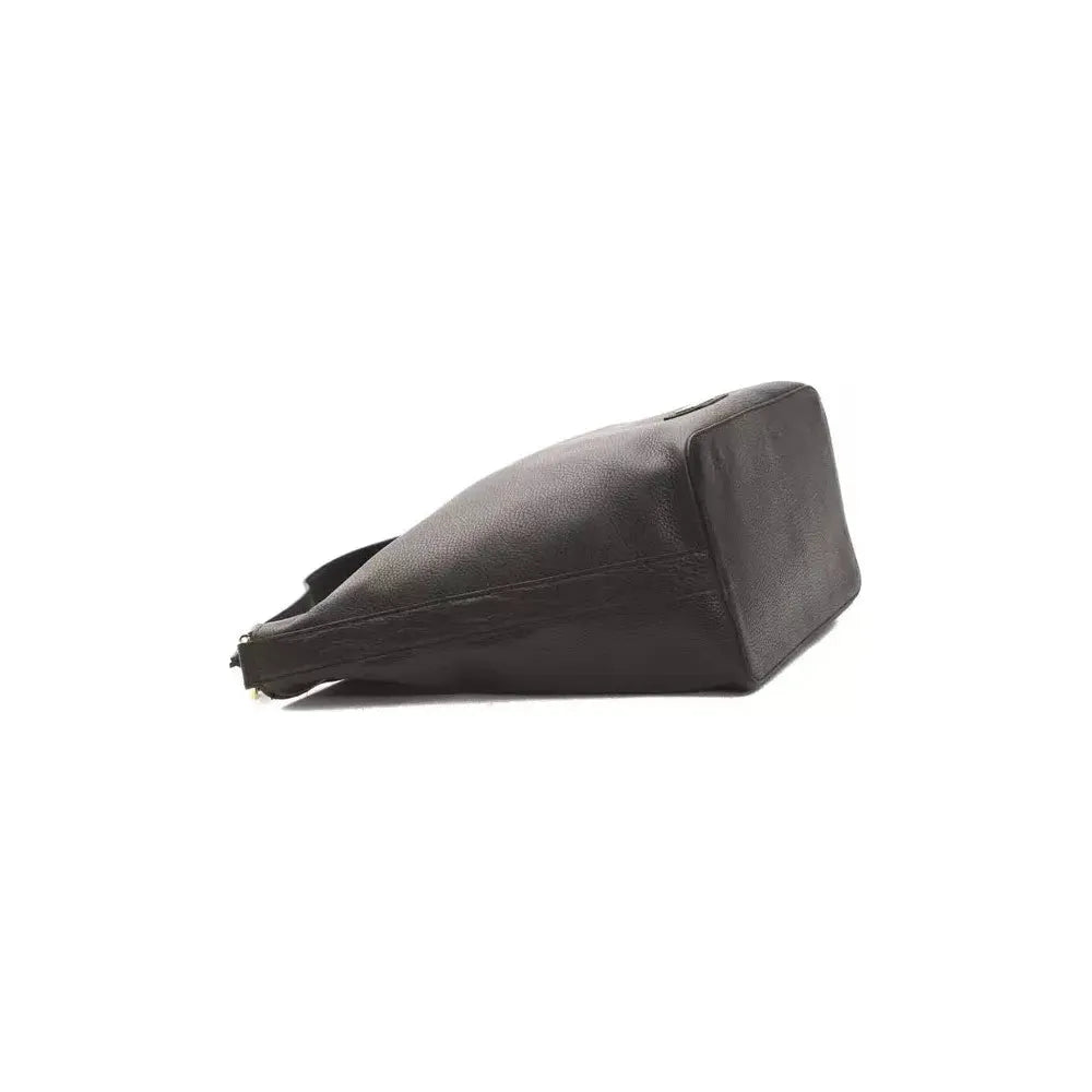 Pompei Donatella Black Leather Women Shoulder Bag Pompei Donatella Dark Slate Gray