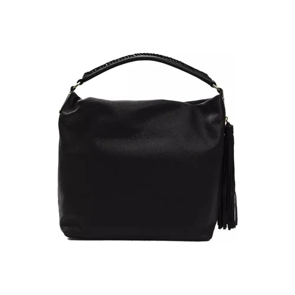 Pompei Donatella Black Leather Women Shoulder Bag Pompei Donatella Black