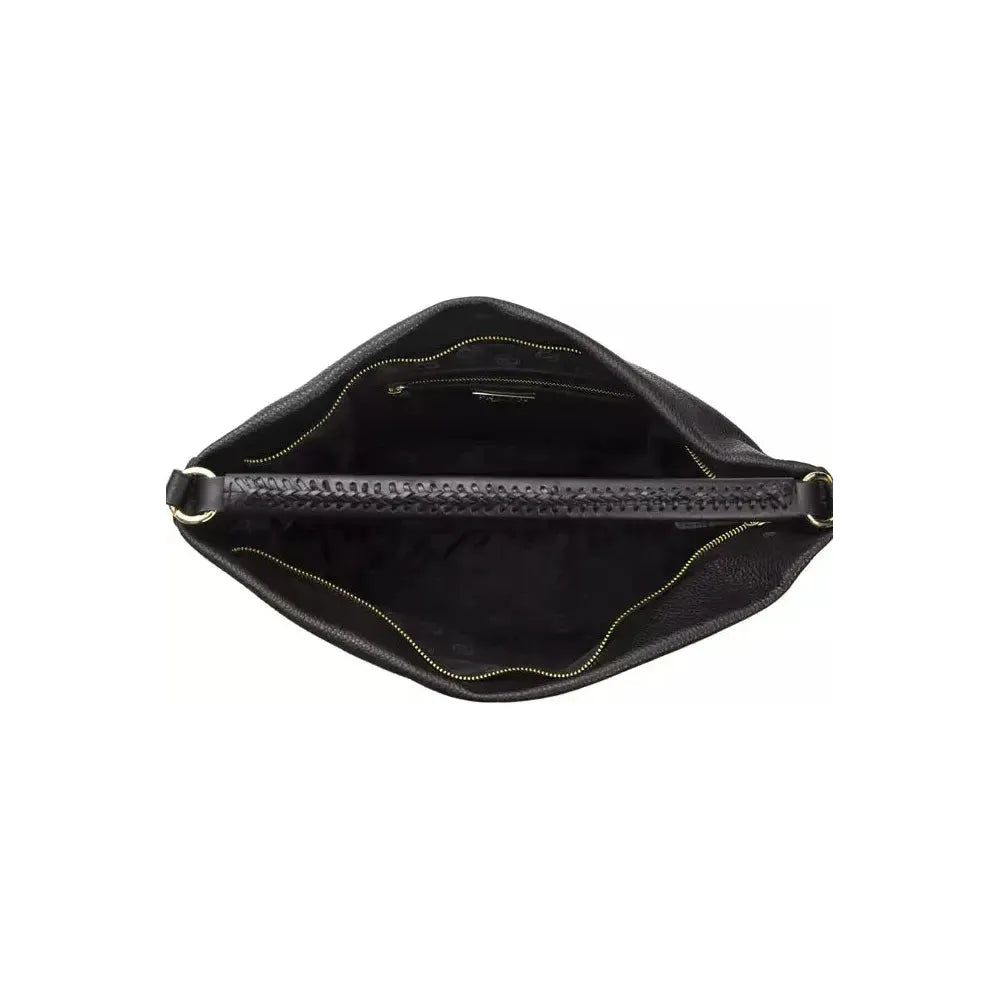 Pompei Donatella Black Leather Women Shoulder Bag Pompei Donatella Black