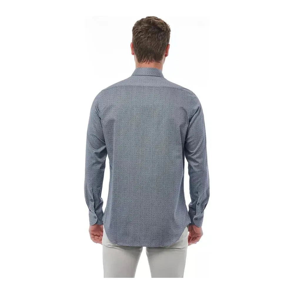 Bagutta Black Cotton Men Shirt MAN SHIRTS Bagutta Slate Gray