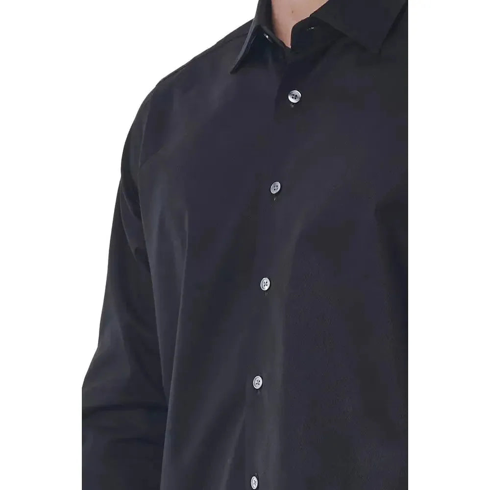 Bagutta Black Cotton Men's Shirt Bagutta Dark Slate Gray