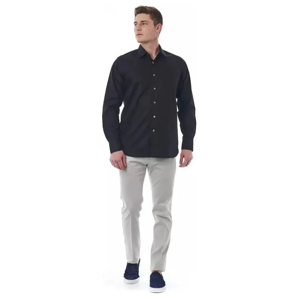 Bagutta Black Cotton Men's Shirt Bagutta Dark Slate Gray