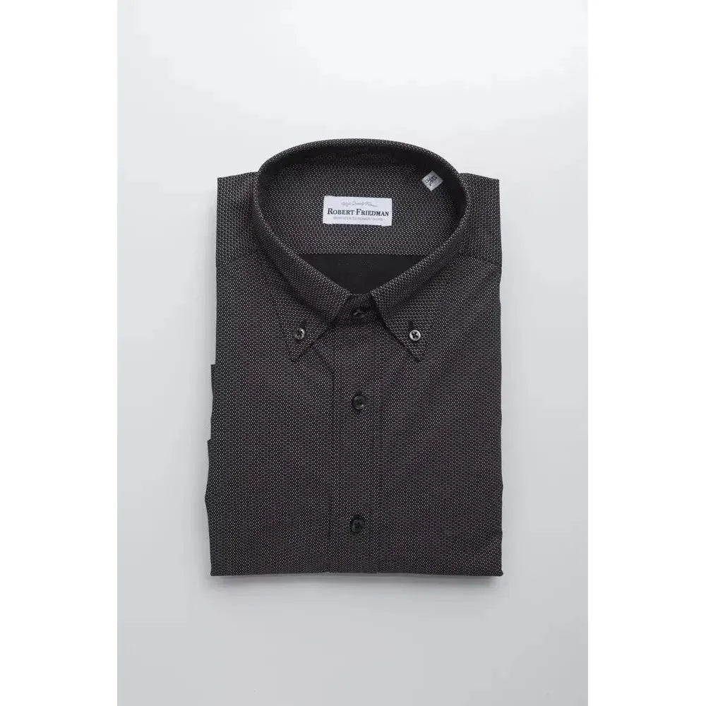 Robert Friedman Black Cotton Men's Shirt Robert Friedman Dark Slate Gray