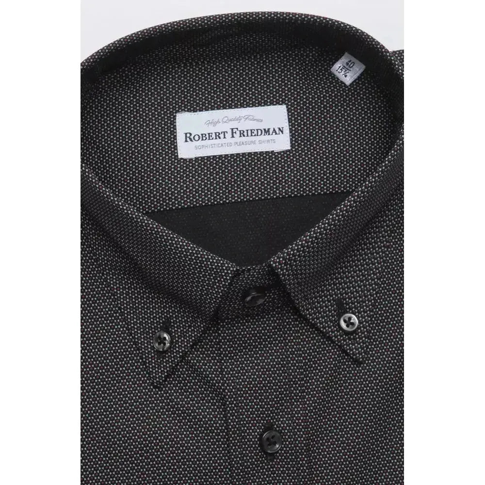 Robert Friedman Black Cotton Men's Shirt Robert Friedman Dark Slate Gray