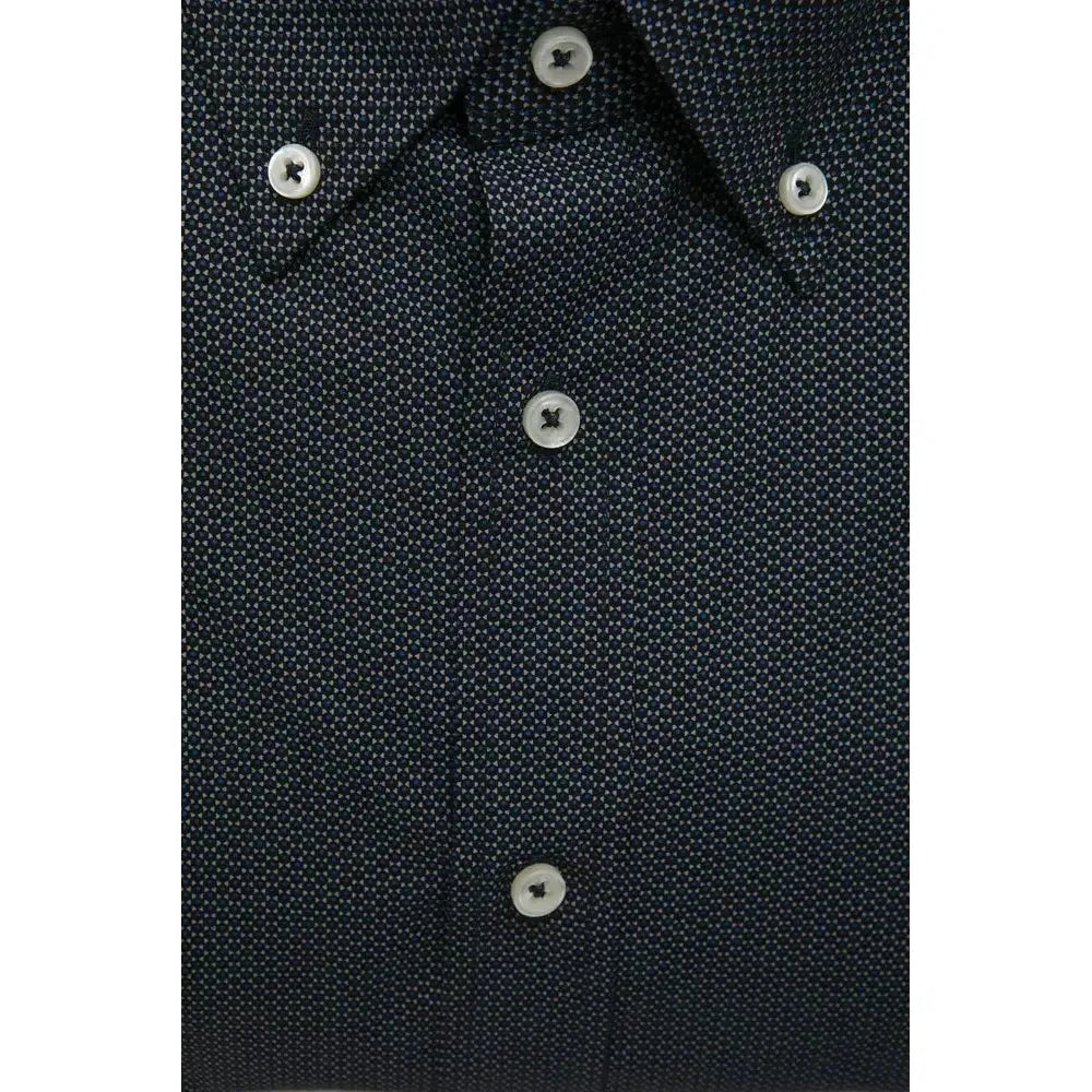 Robert Friedman "Black Cotton Men Shirt with Button-Down Elegance" Robert Friedman Black