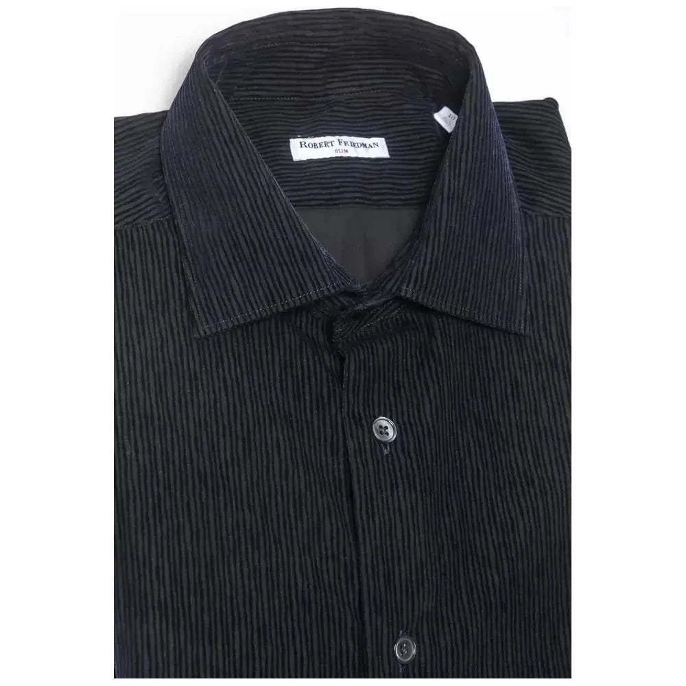 Robert Friedman Black Cotton Men Shirt Robert Friedman Dark Slate Gray