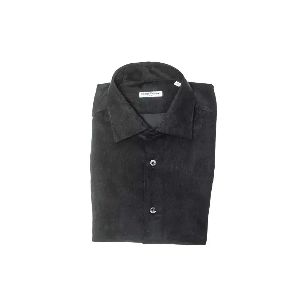Robert Friedman Black Cotton Men Shirt Robert Friedman Dark Slate Gray