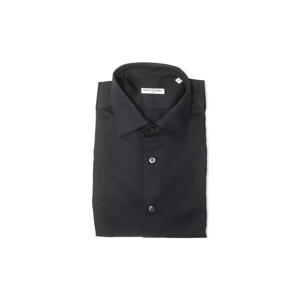 Robert Friedman Black Cotton Men Shirt Robert Friedman Dark Slate Gray
