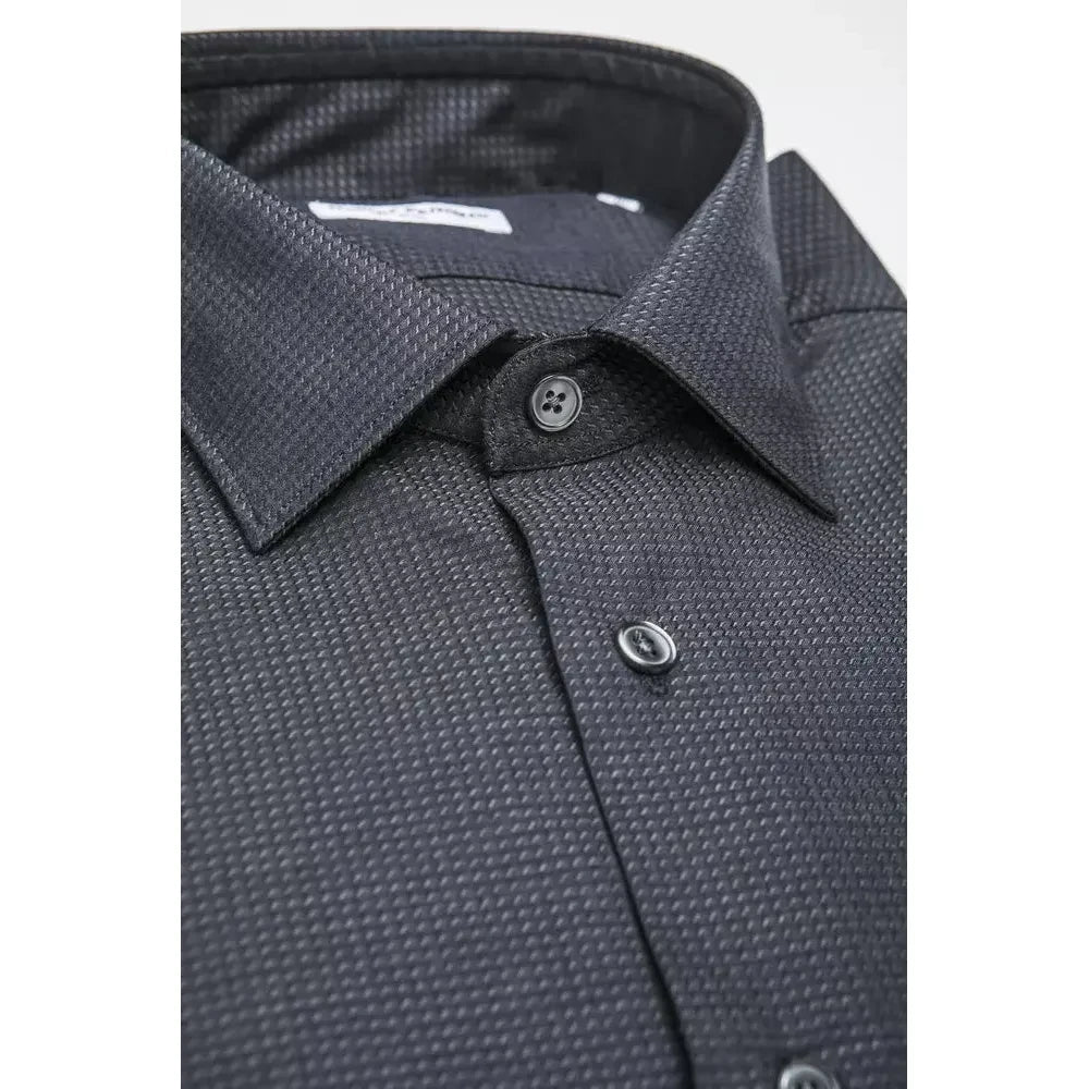 Robert Friedman Black Cotton Men Shirt Robert Friedman Dark Slate Gray