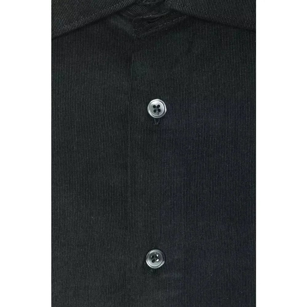 Robert Friedman Black Cotton Men Shirt Robert Friedman Dark Slate Gray