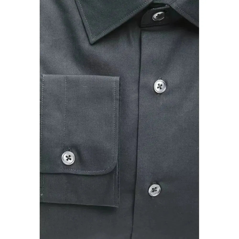 Robert Friedman Black Cotton Men Shirt Robert Friedman Dark Slate Gray