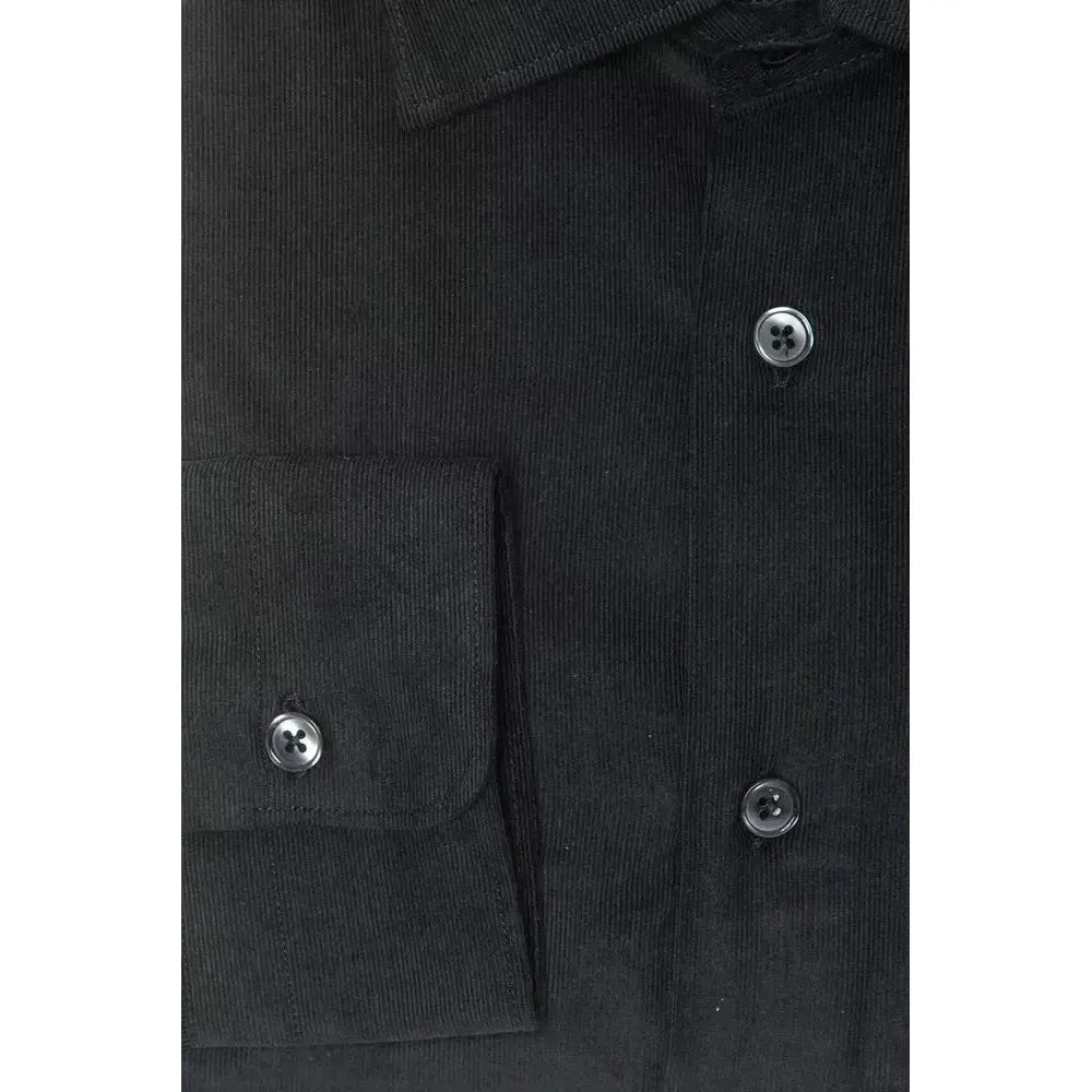 Robert Friedman Black Cotton Men Shirt Robert Friedman Dark Slate Gray