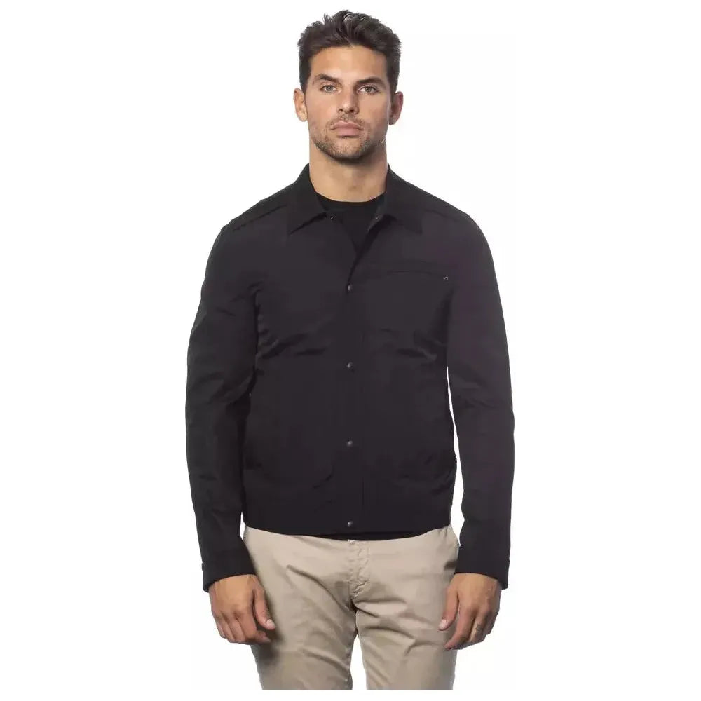 Verri Black Cotton Men's Bomber Jacket Coats & Jackets Verri Dark Slate Gray