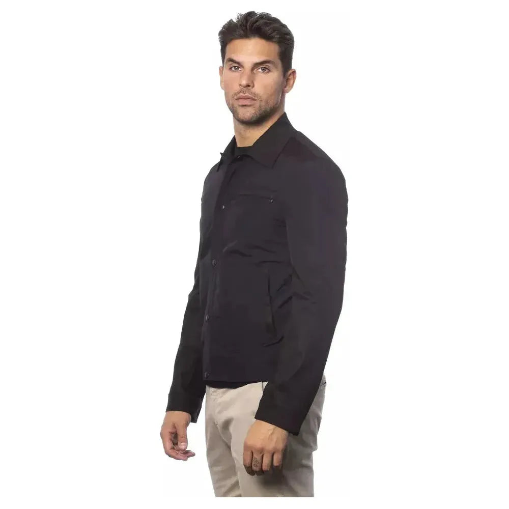 Verri Black Cotton Men's Bomber Jacket Coats & Jackets Verri Dark Slate Gray