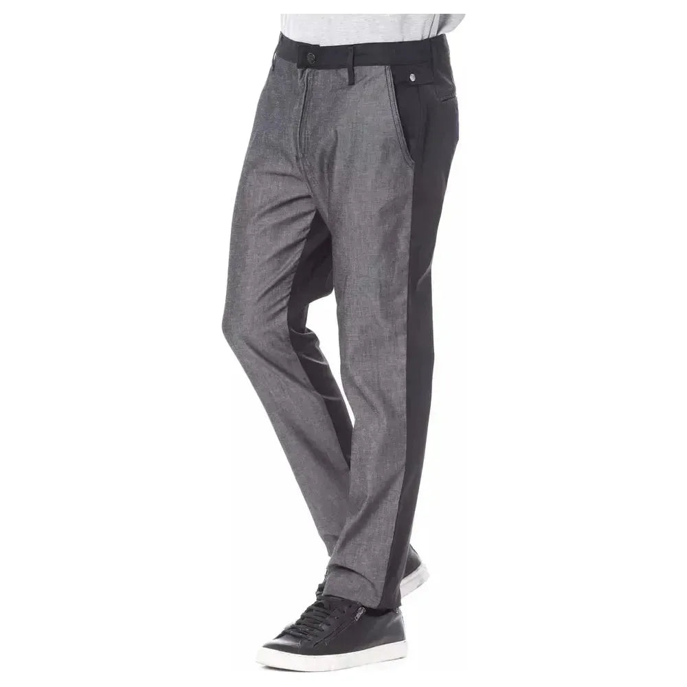 Verri Black Cotton Men Pant Verri Dim Gray