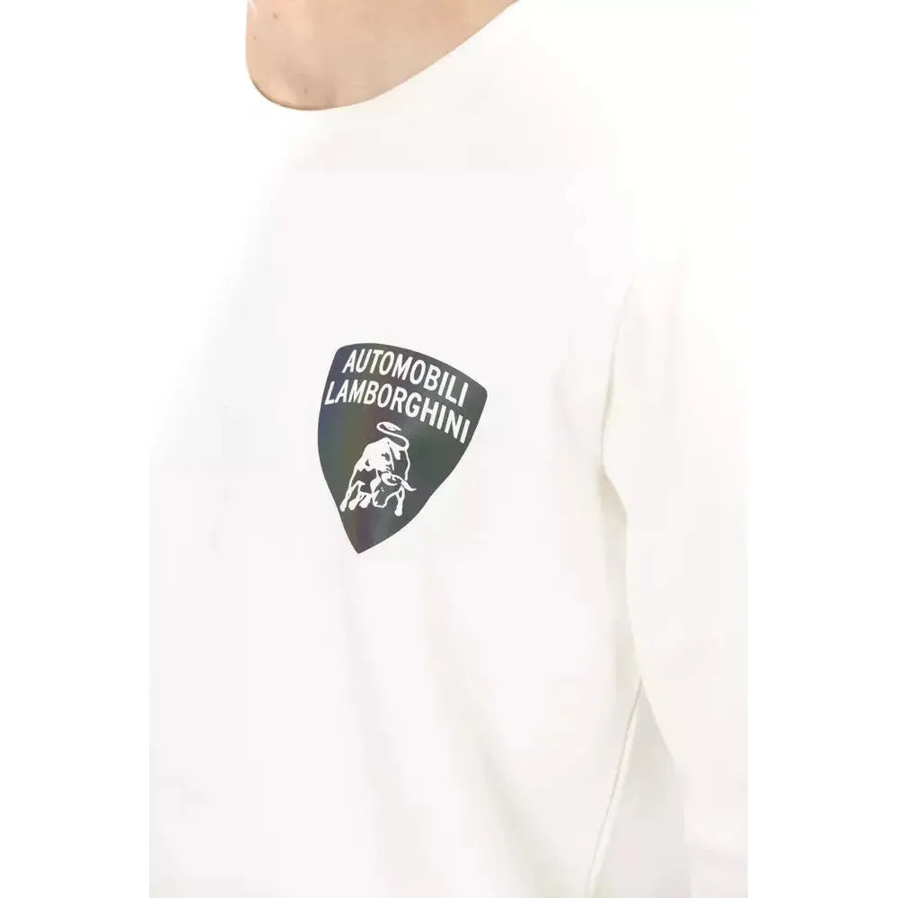 Automobili Lamborghini White Cotton Men Sweater Automobili Lamborghini White Smoke