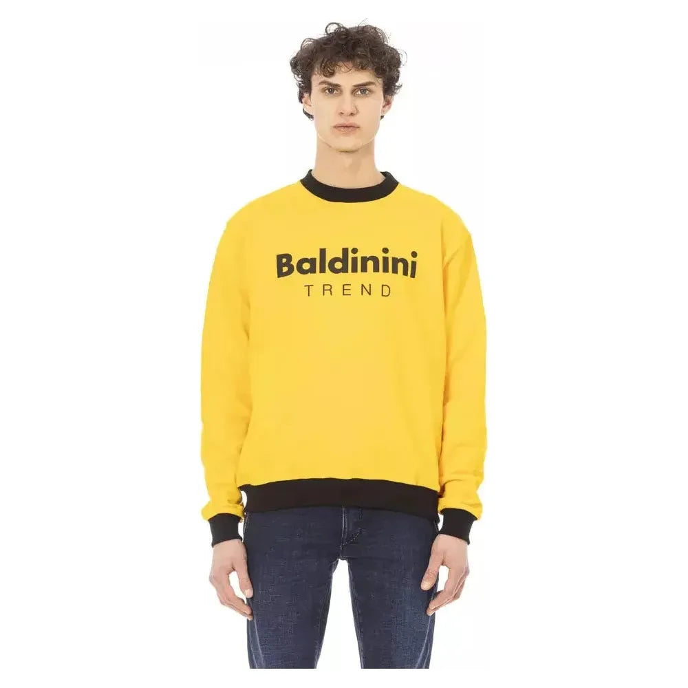 Baldinini Trend Yellow Cotton Men Sweater Baldinini Trend Dark Slate Gray
