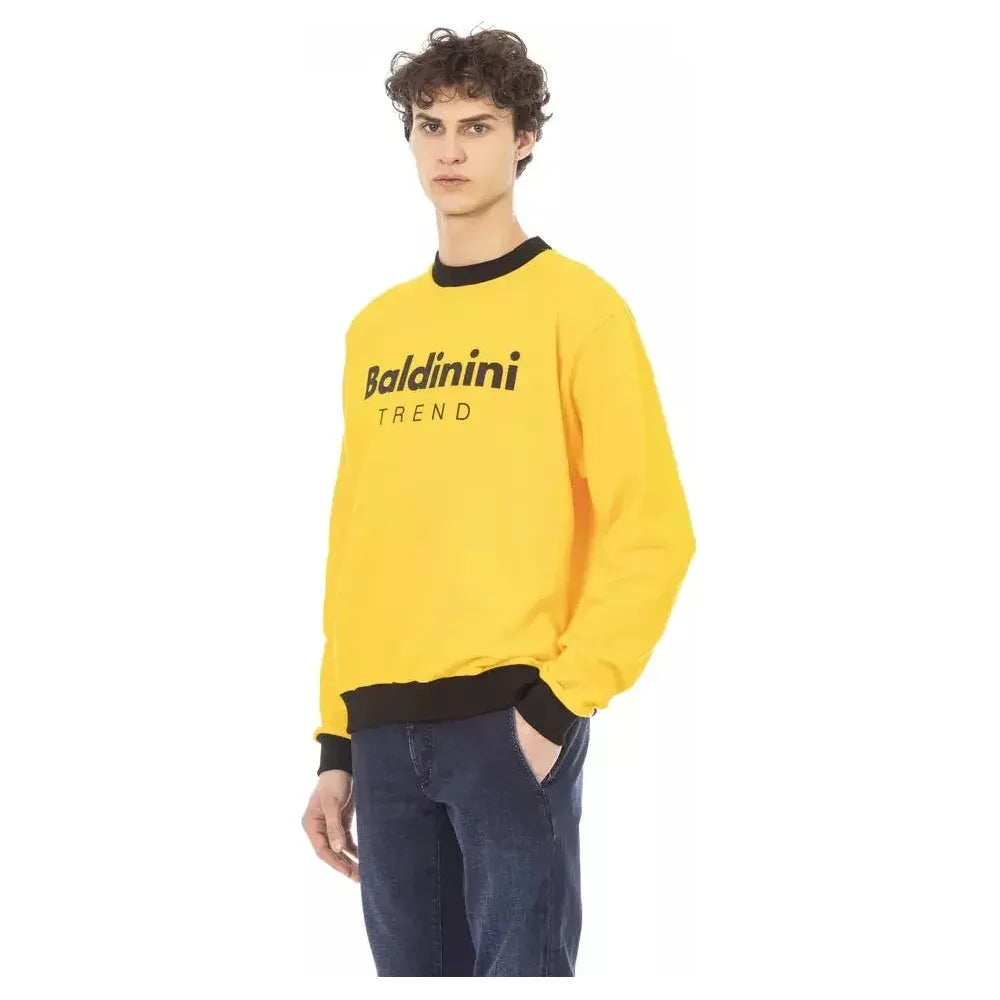 Baldinini Trend Yellow Cotton Men Sweater Baldinini Trend Dark Slate Gray