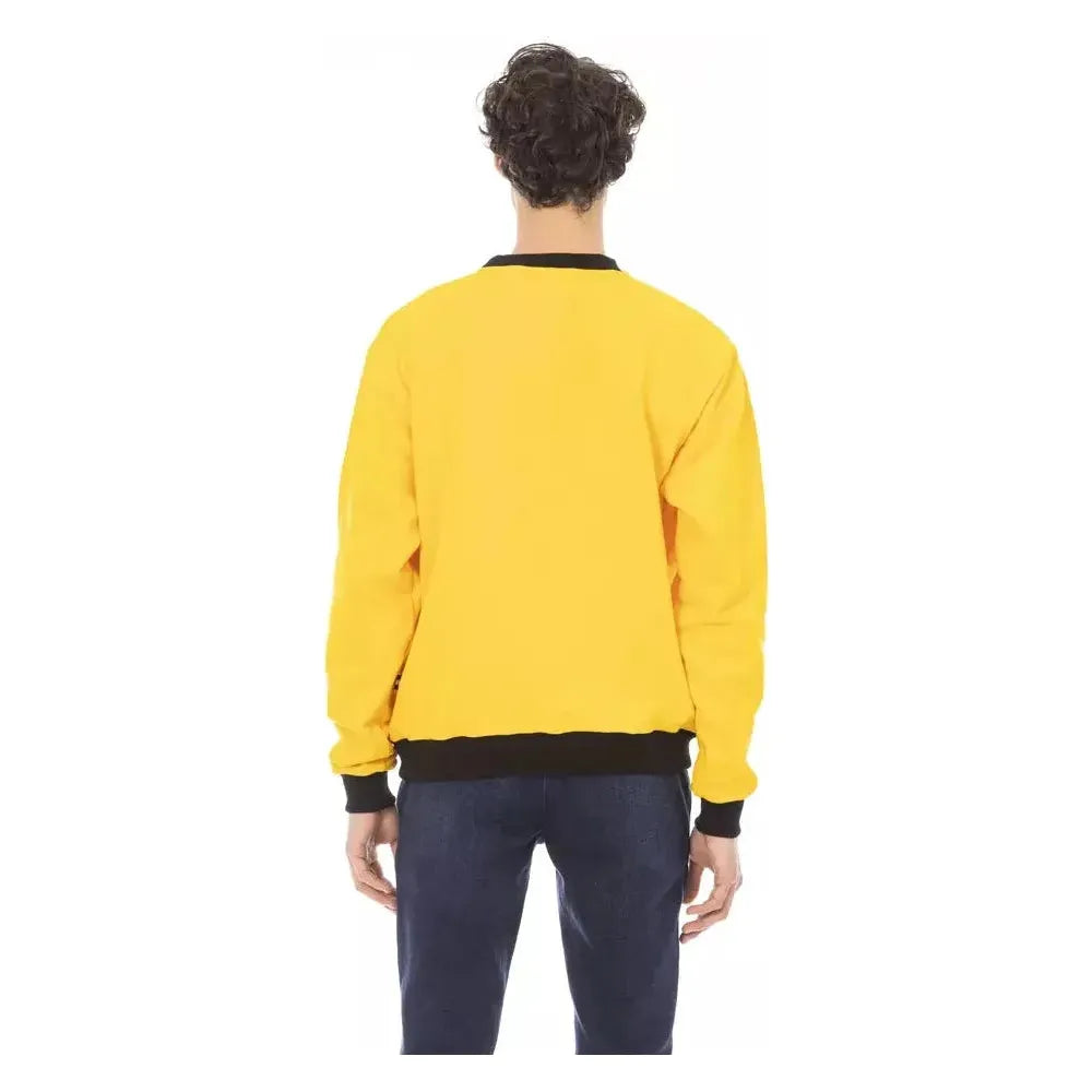 Baldinini Trend Yellow Cotton Men Sweater Baldinini Trend Dark Slate Gray