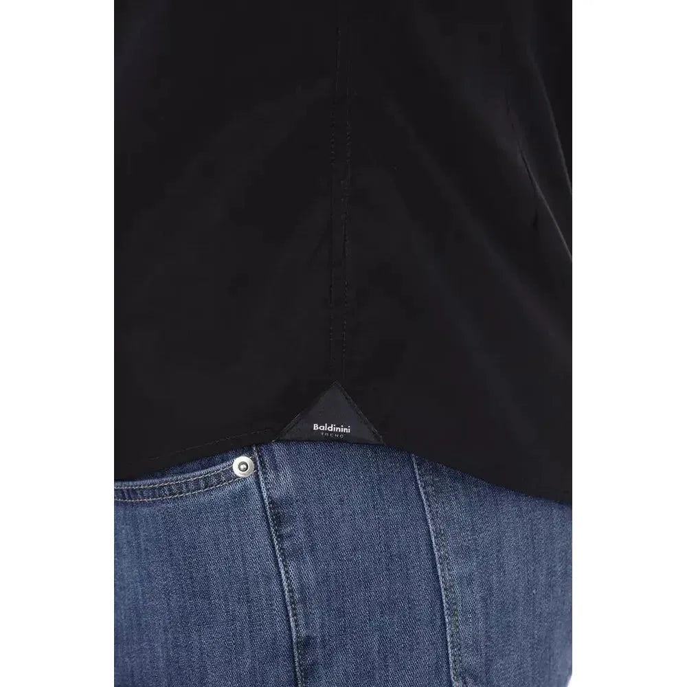 Baldinini Trend Black Cotton Men Shirt Baldinini Trend Dark Slate Gray