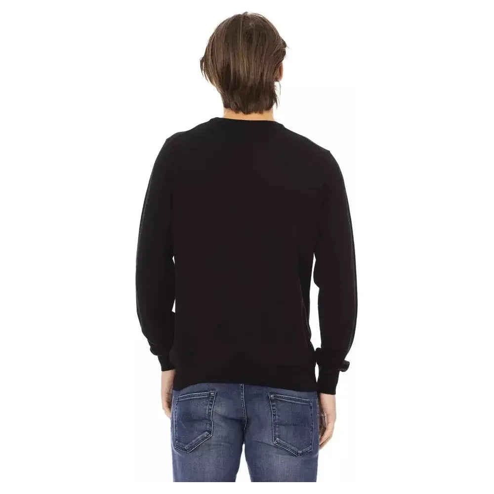 Baldinini Trend Black Fabric Men Sweater Baldinini Trend Dark Slate Gray
