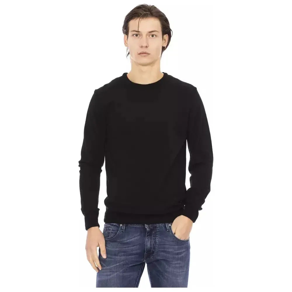 Baldinini Trend Black Fabric Men Sweater Baldinini Trend Dark Slate Gray