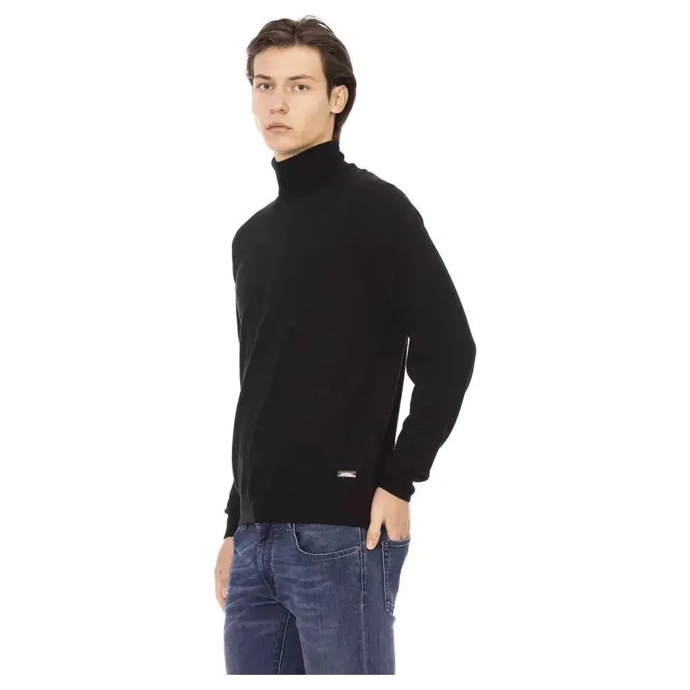 Baldinini Trend Black Fabric Men Sweater Baldinini Trend Dark Slate Gray