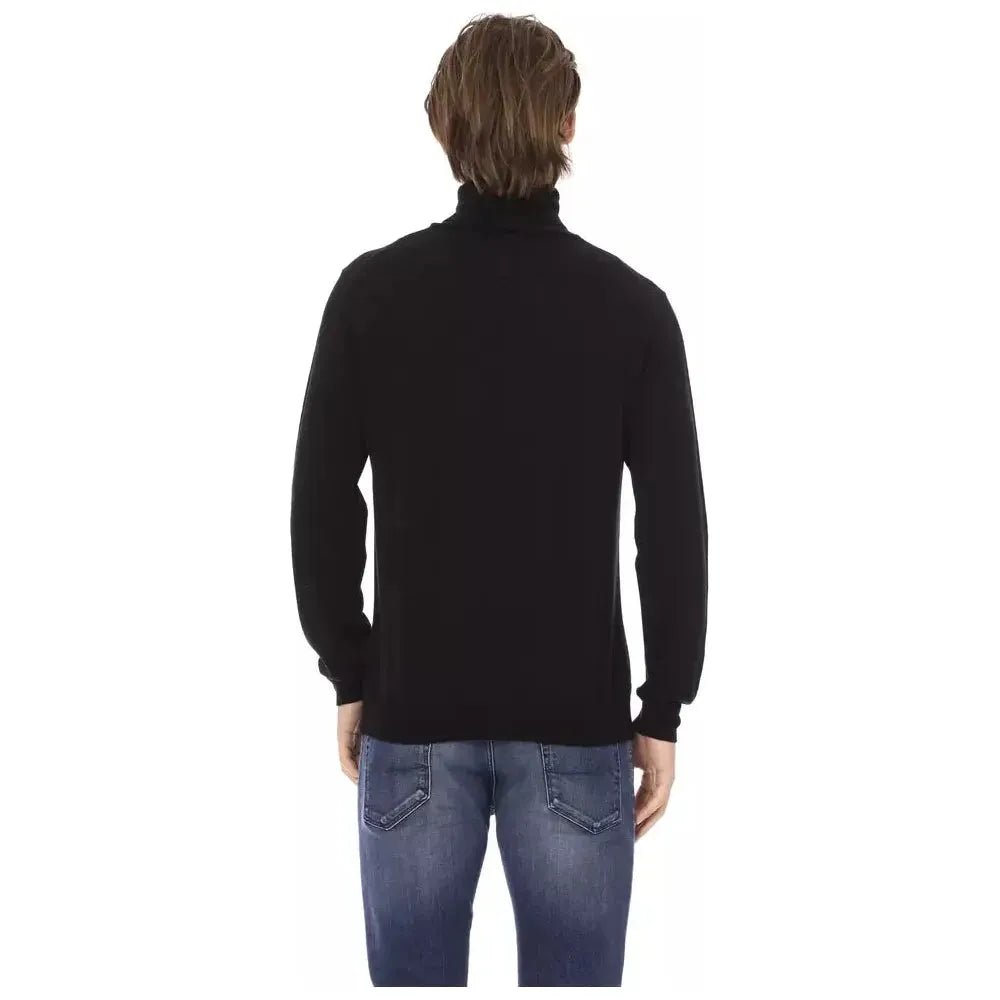 Baldinini Trend Black Fabric Men Sweater Baldinini Trend Dark Slate Gray