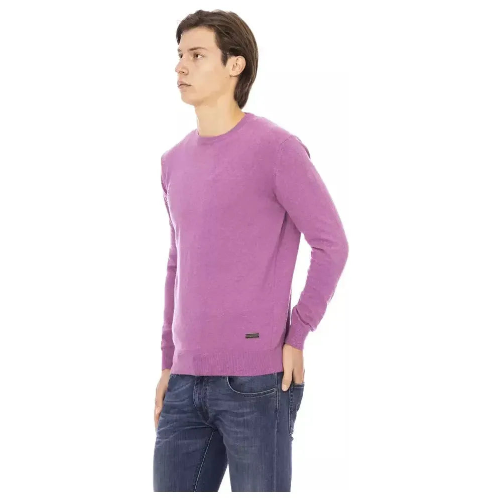 Baldinini Trend Purple Wool Men Sweater Baldinini Trend Rosy Brown