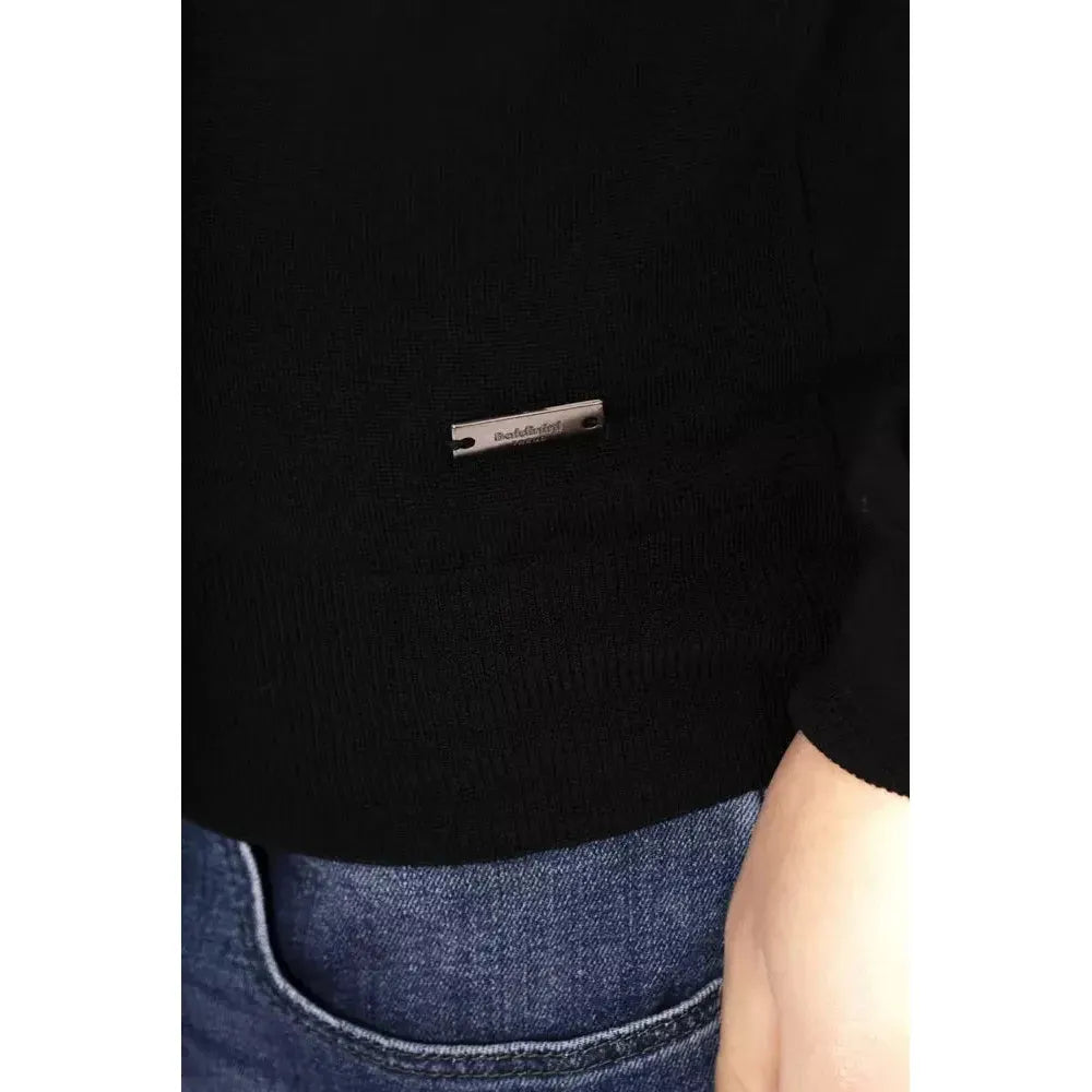 Baldinini Trend Black Fabric Men Sweater Baldinini Trend Black