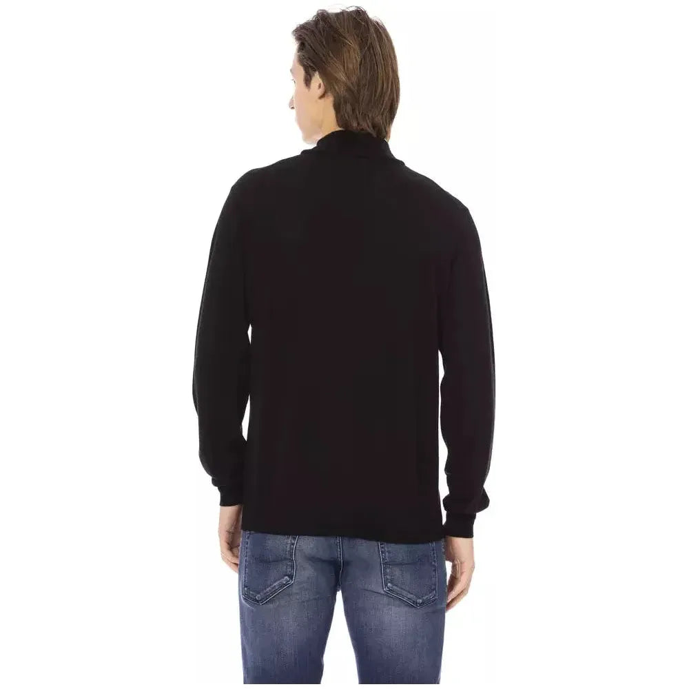 Baldinini Trend Black Fabric Men Sweater Baldinini Trend Dark Slate Gray