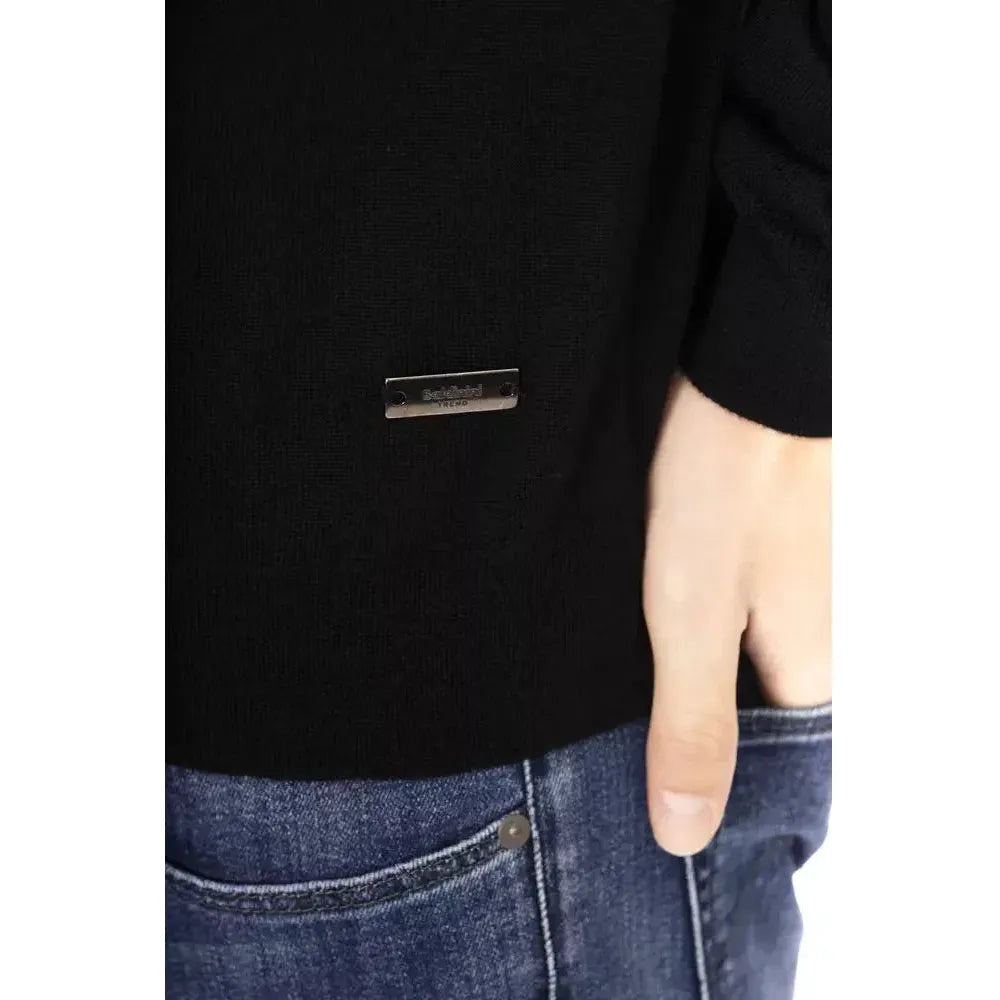 Baldinini Trend Black Fabric Men Sweater Baldinini Trend Black