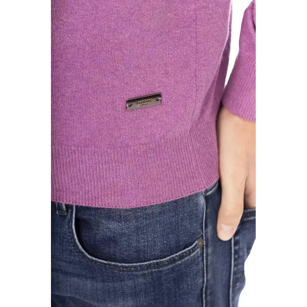 Baldinini Trend Purple Wool Men Sweater Baldinini Trend Rosy Brown