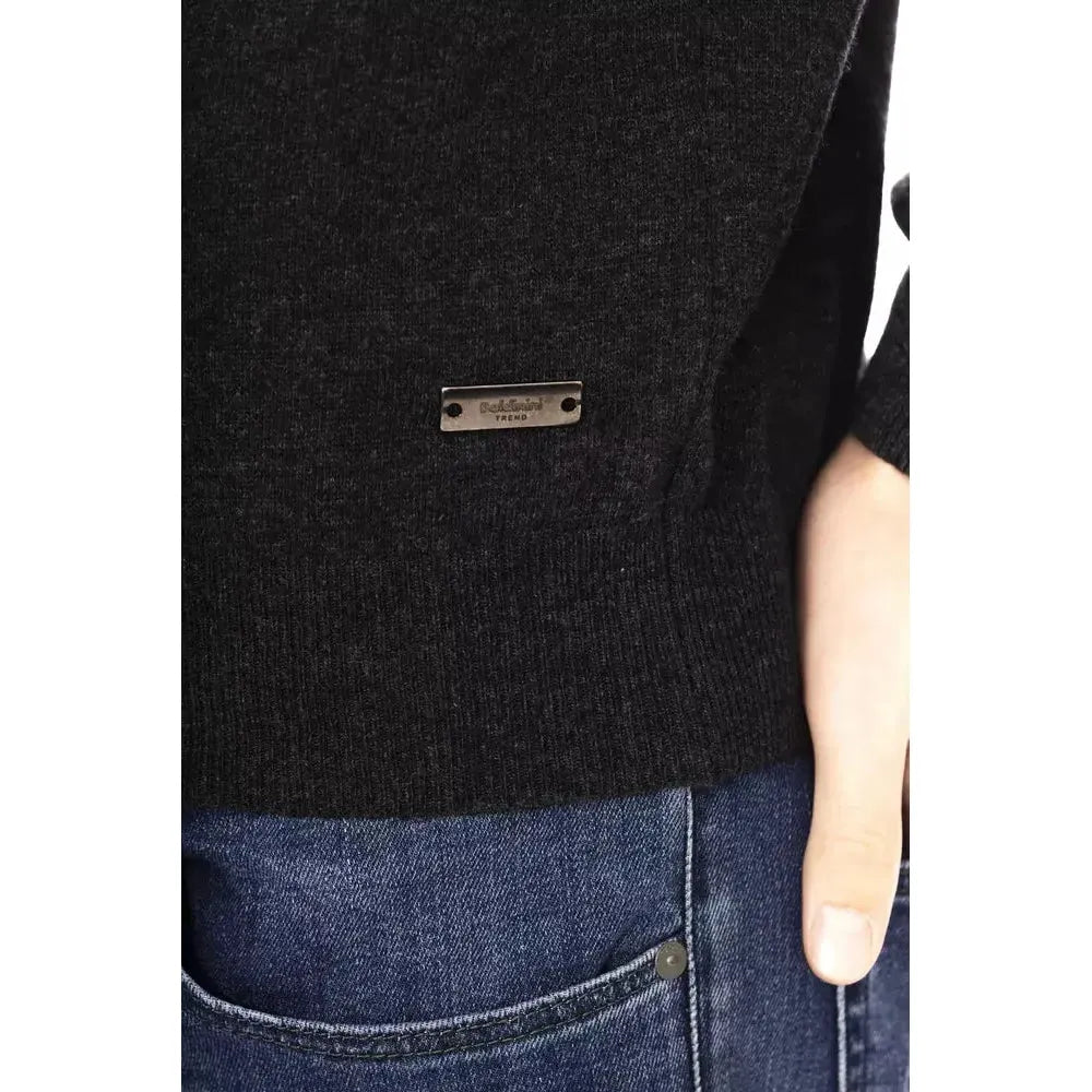 Baldinini Trend Black Wool Men Sweater Baldinini Trend Black