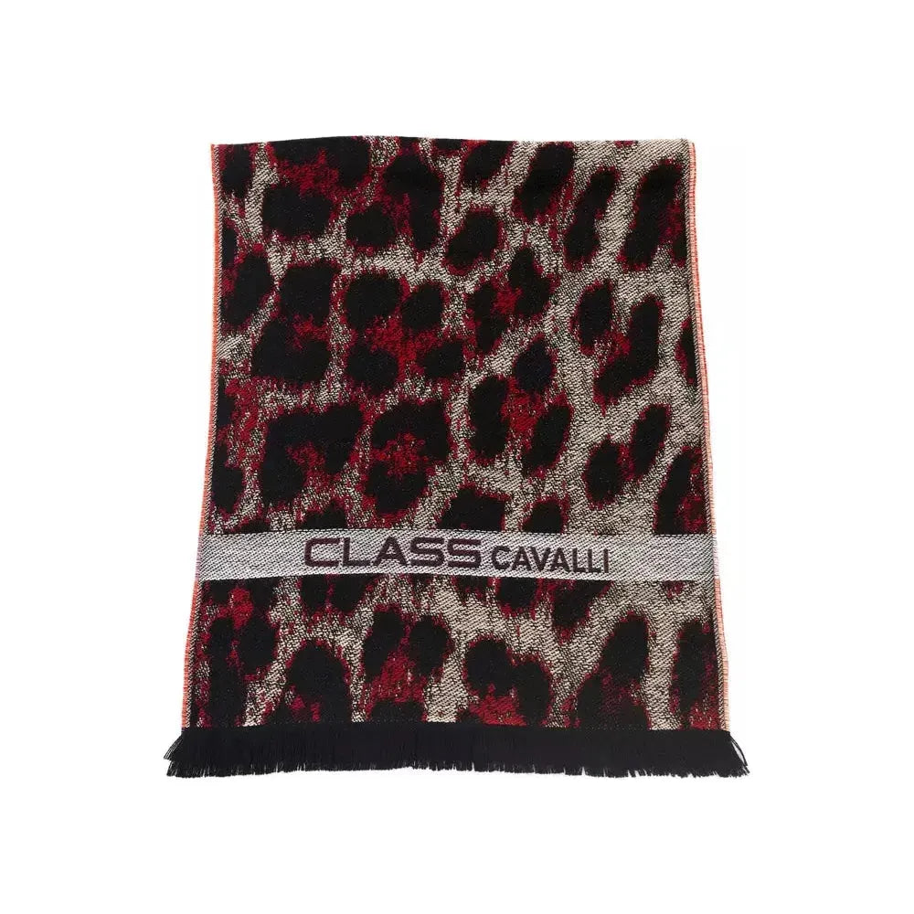 Cavalli Class Burgundy Wool Men Scarf Scarves Cavalli Class Black