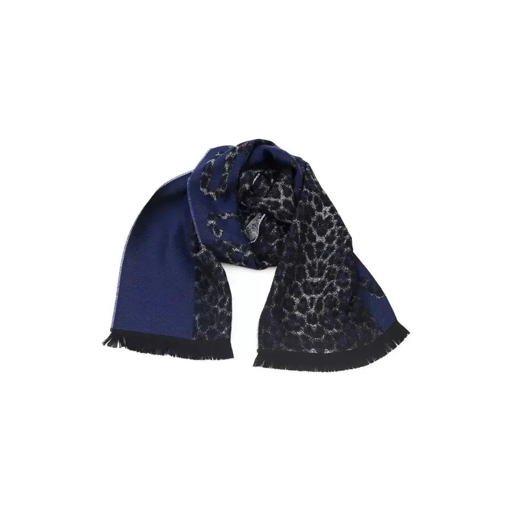 Cavalli Class Blue Wool Men Scarf Scarves Cavalli Class Dark Slate Gray