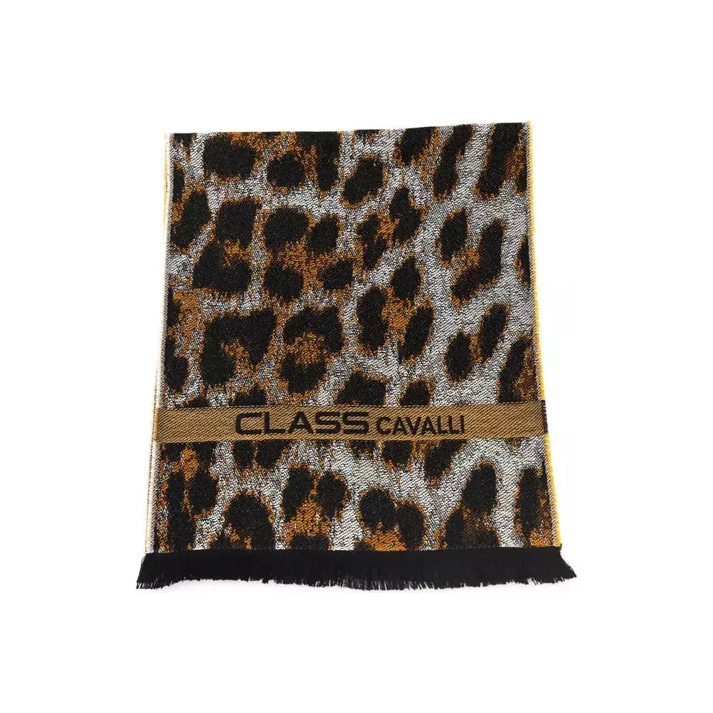 Cavalli Class Brown Wool Men Scarf Scarves Cavalli Class Black