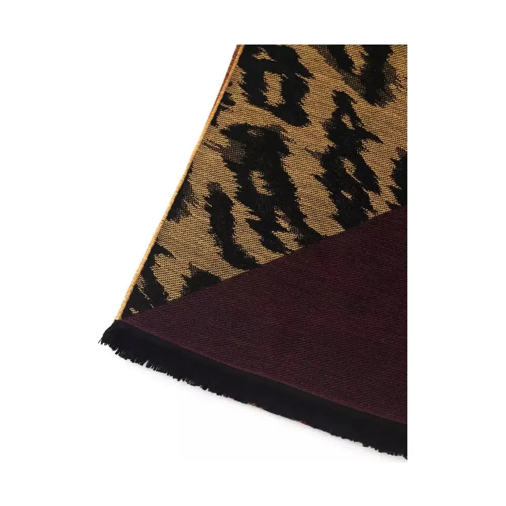 Cavalli Class Brown Wool Men Scarf Scarves Cavalli Class Black