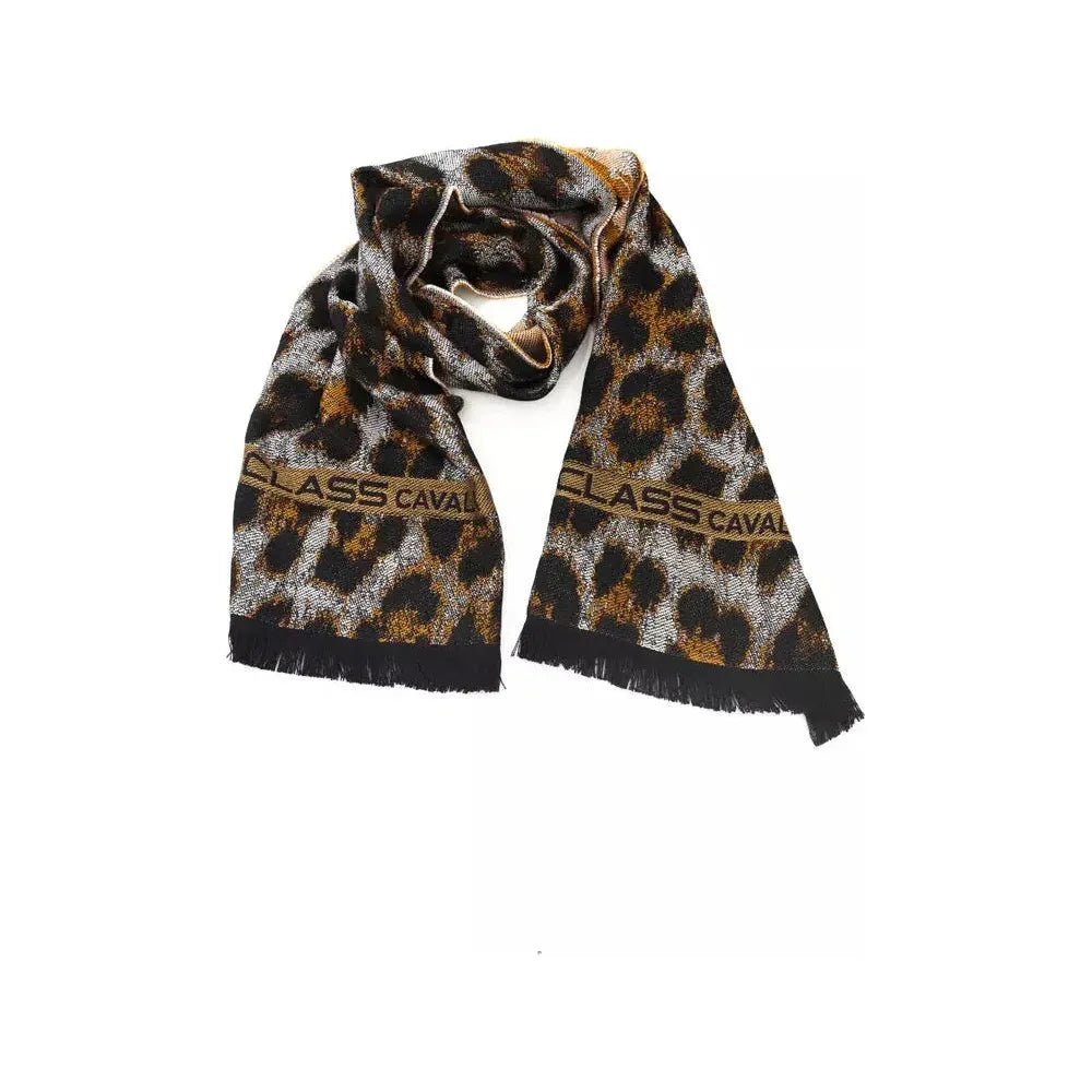 Cavalli Class Brown Wool Men Scarf Scarves Cavalli Class Dark Slate Gray