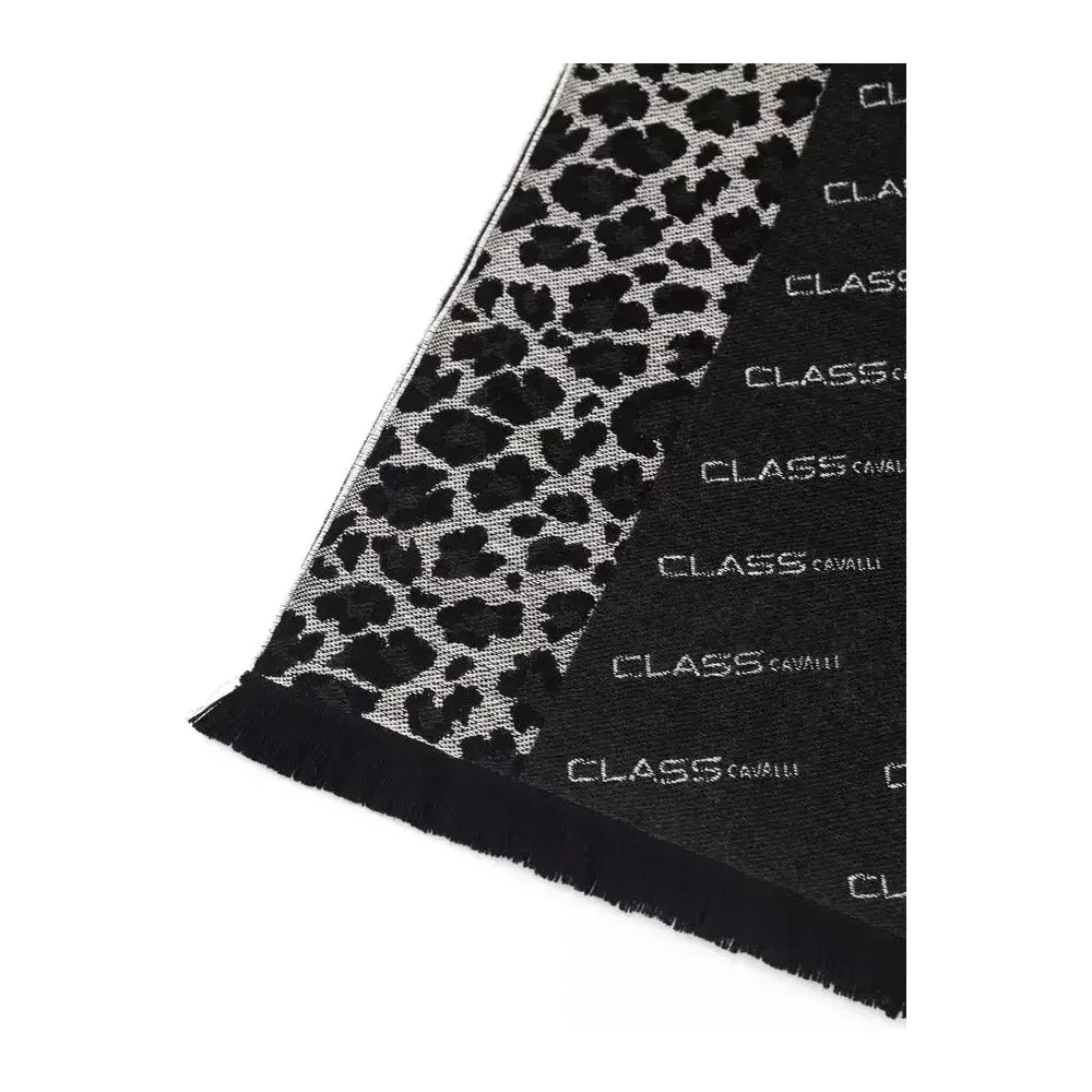Cavalli Class Black Wool Men Scarf Scarves Cavalli Class Black
